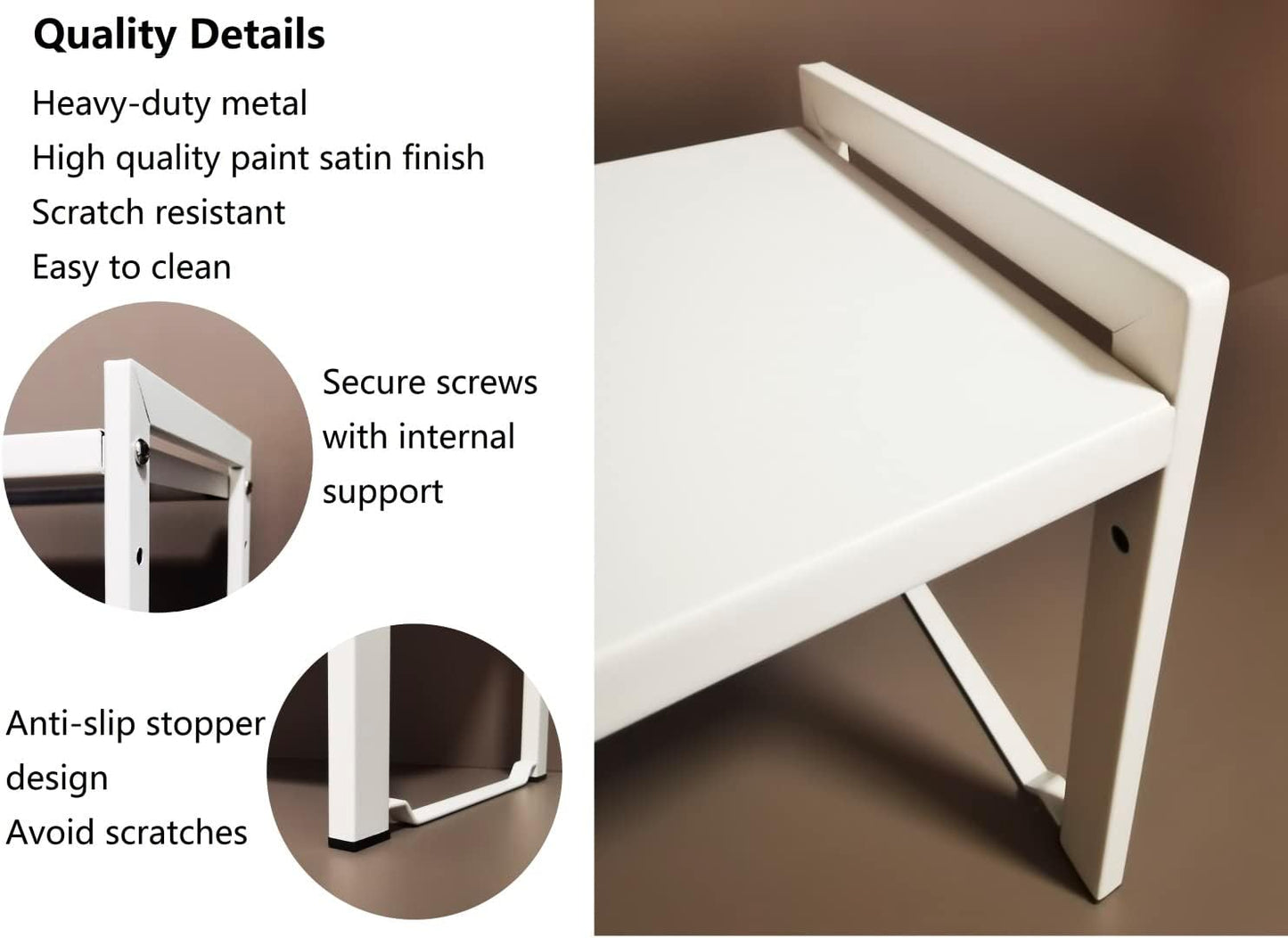 Small Expandable Shelf Organizer, 16~26" Stackable Kitchen Counter Rack for Narrow Space Storage, White