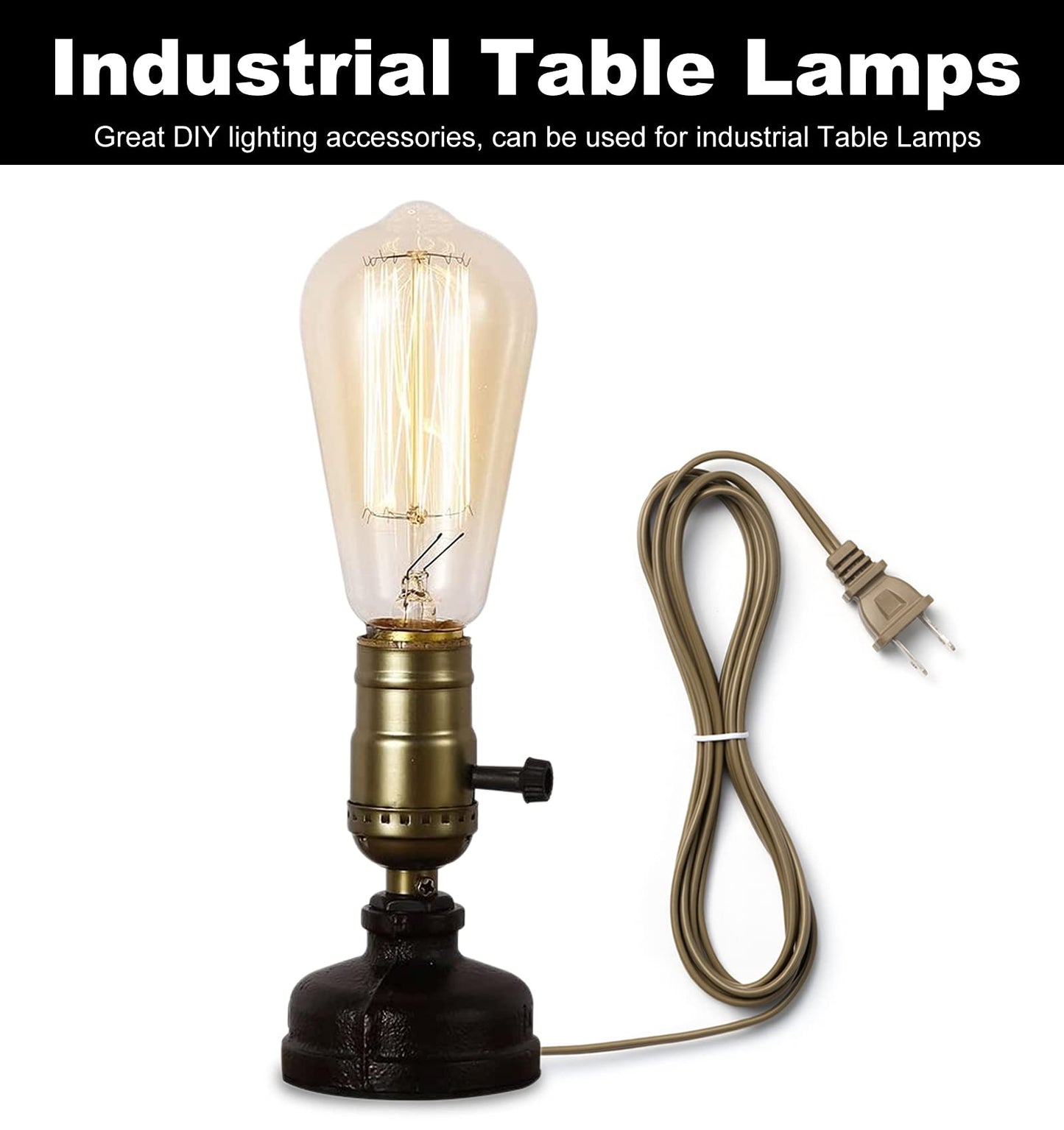Lamp Making Kit, Lamp Parts for Repair Replacement or Rewire Table and Floor Lamps, 3 Way Socket 12 Foot Matching Cord and Essential Hardware, DIY Lamp Kits for Do It Yourself (Antique Brass)