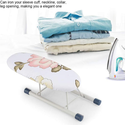 Small Ironing Board, Mini Foldable Tabletop Board for Shirt Cuffs, Collars, Sewing, Travel Use (Peony)