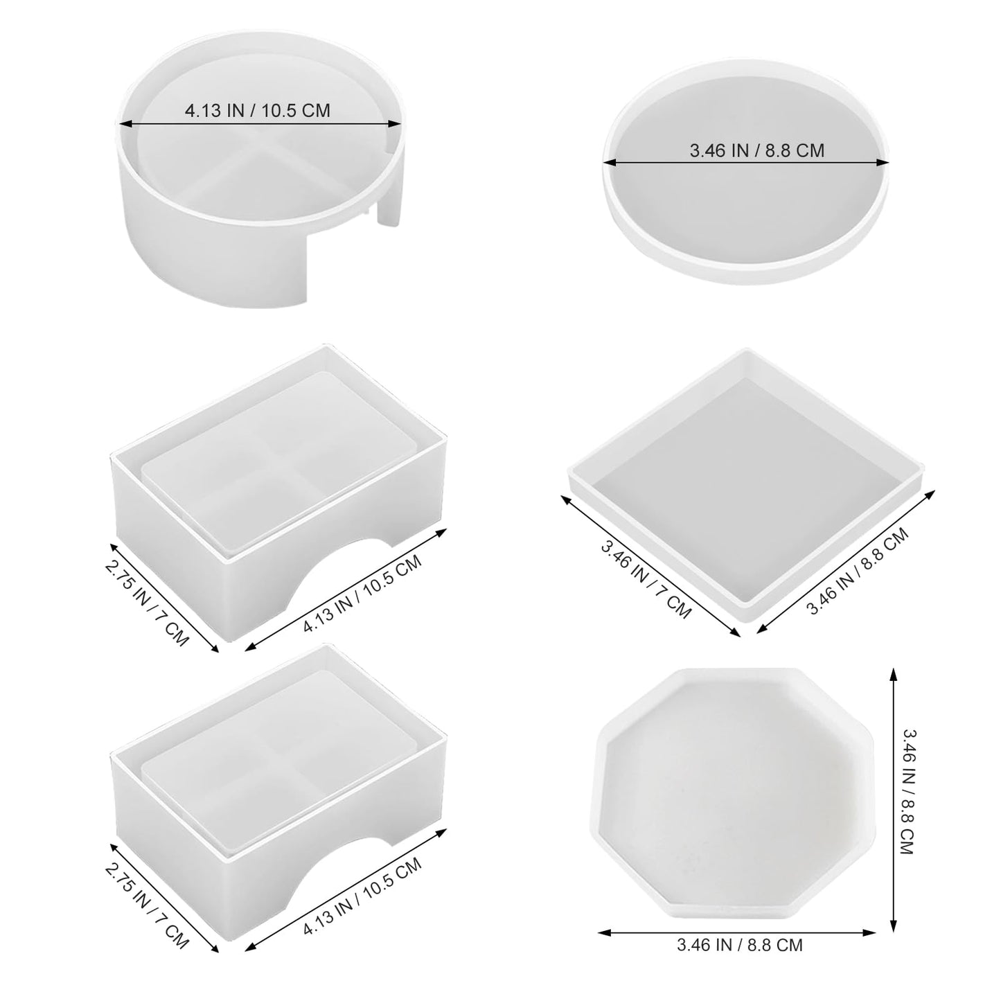 15 Pcs Coaster Resin Molds Silicone,Mold for Epoxy Resin Coaster Molds with Round Square Shape Holder Mold for Epoxy, for DIY Art Craft Cup Mats