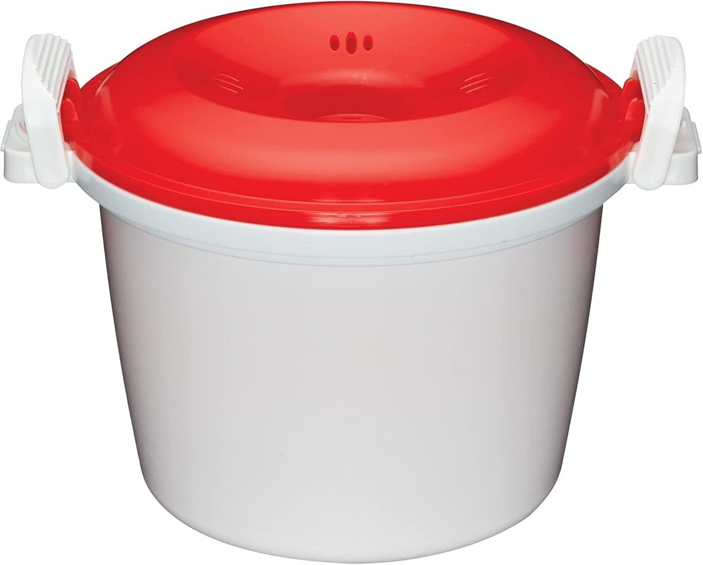 KitchenCraft Rice Cooker, Microwave Steamer, 1.5 Litre, BPA Free Plastic, White/Red