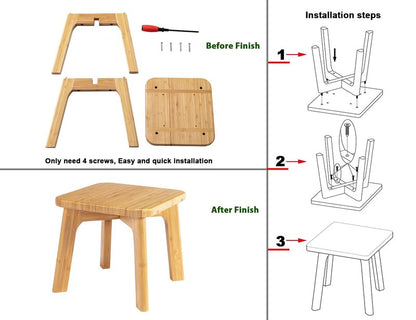 PELYN Small Wooden Step Stool for Kids – Mini Toddler Stool to Sit or Stand – Anti-Slip Bamboo Stool for Bathroom Sink, Potty Training & Kitchen