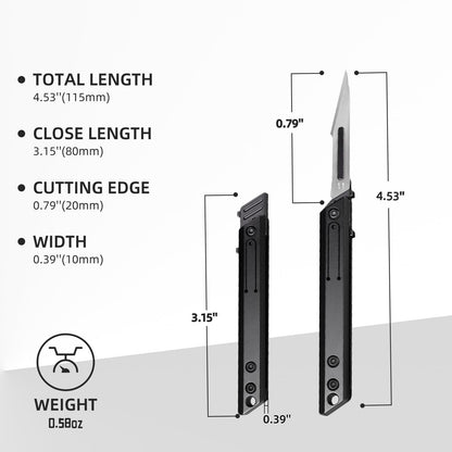 TIKIDESIGN Titanium Folding Scalpel Knife – Includes 10 #11 Replaceable Blades, Keychain EDC Pocket Tool for Precision Cutting, Outdoor, Craft & Daily Use – Lightweight, Durable, Razor-Sharp Utility Knife(Black)