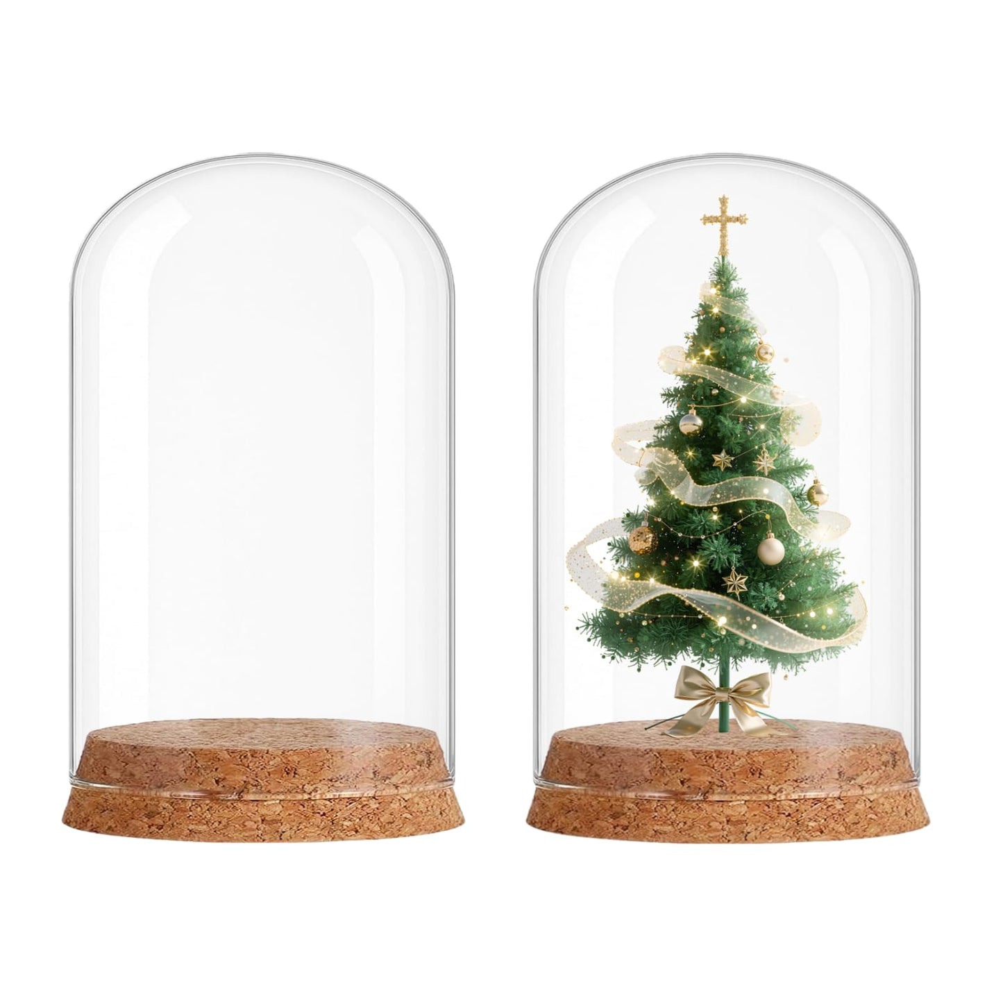 SWJLR 2 PCS Glass Dome Bell Jar, Clear Display Dome with Cork Base for Miniature Figurines, Fake Plants, Collectibles, Specimens, DIY Landscape (3.15x4.73 Inch)