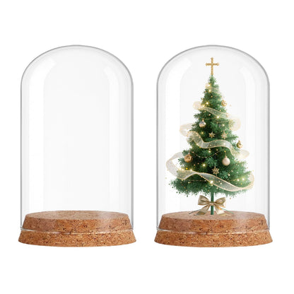 SWJLR 2 PCS Glass Dome Bell Jar, Clear Display Dome with Cork Base for Miniature Figurines, Fake Plants, Collectibles, Specimens, DIY Landscape (3.15x4.73 Inch)