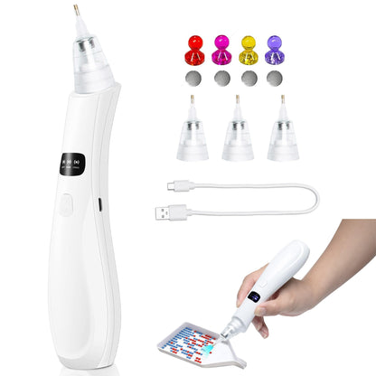 Cordless Electric Diamond Painting Pen Vacuum Diamond Art Pens No Wax Needed Diamond Painting Accessories Pen for DIY Art Beginners (White)