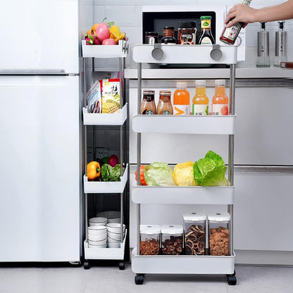 4-Tier Melody House Slim Mobile Shelving Unit on Wheels, Slide Out Rolling Bathroom Storage Organizer, Utility Carts