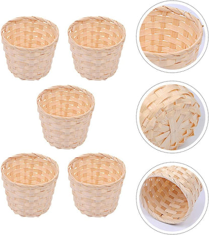 HANABASS 5 Pcs Desktop Weaving Storage Basket, Small Wood Woven Box for Crafts, Toys, Jewelry Organizer