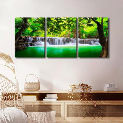 TFIAVSIN House Wall Decor, Tropical Beautiful Waterfall Paintings Wall Art for Living Room, 3 Piece Canvas