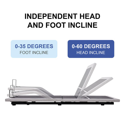 Fromann Adjustable Twin XL Bed Base Frame No Legs, Head Foot Lift and Lumbar Support Including Platform or Storage Beds Anti-Snore, Zero G,Wireless Remote,Memory Positions