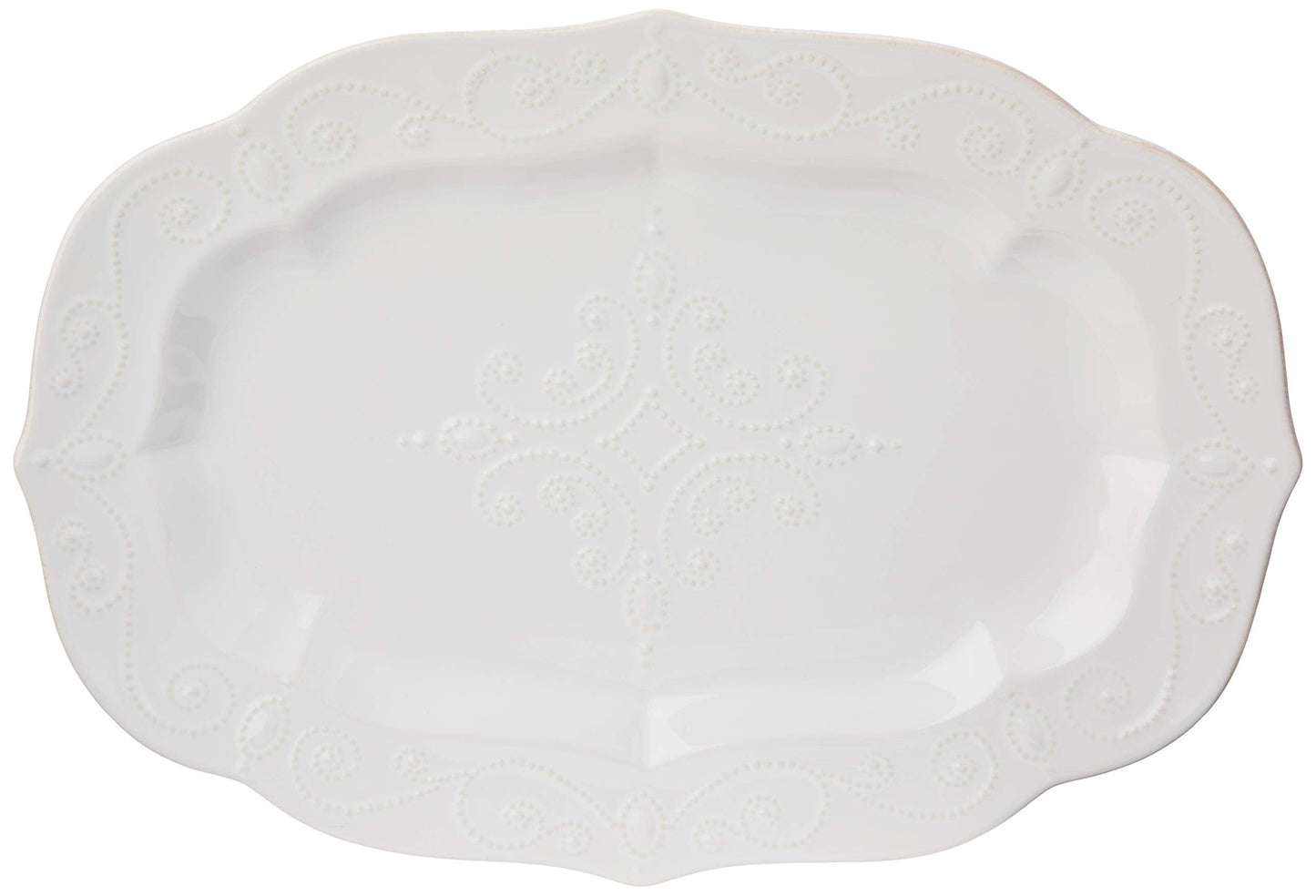 Lenox Serveware, Lenox French Perle White Serving Platter, Oval Shape, 18.5-Inch, Stoneware, Dishwasher Safe, Turkey Platter for Thanksgiving, Winter Hosting, Christmas Serving (White, 1 Piece)