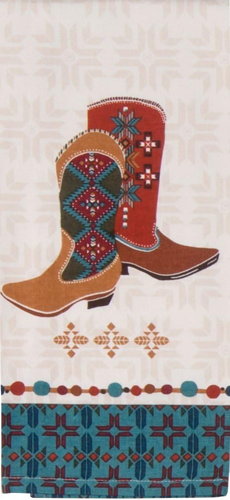 Southwest at Heart Kitchen Towel Set - Cowboy Boots & Cattle Skull, 2 Item Bundle