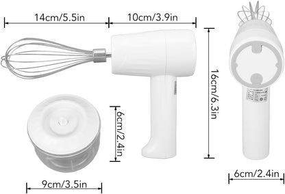 3 Speed Electric Hand Mixer, Portable Whisk Milk Foam Maker, Handheld Electric Mixer with Chopper for Home