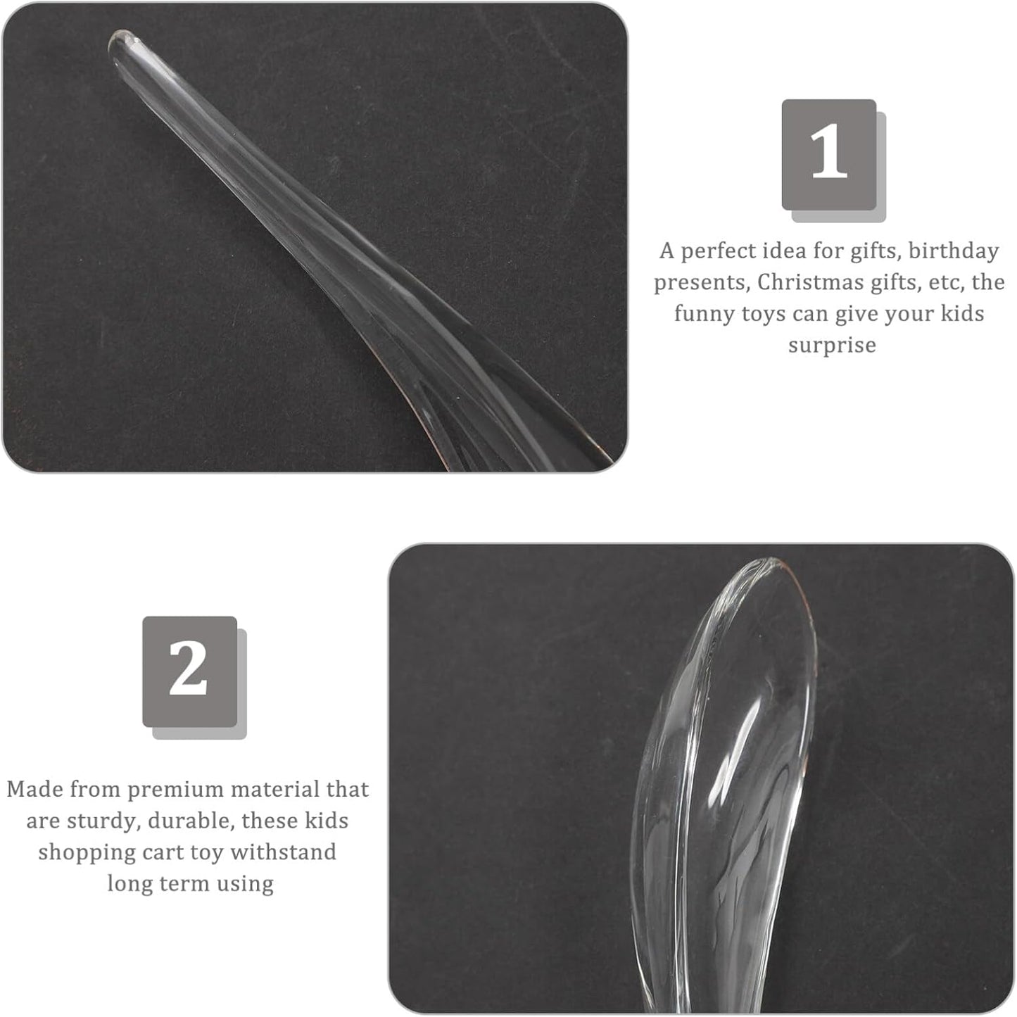 CALLARON Glass Spoon Set for Kitchen and Restaurant, Clear Glass Food, Cake, Rice, Soup Spoons, Ice Cream Spoon