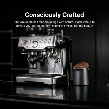 1216 CREMA Coffee Products Arc Knock Box | Holds Espresso Pucks | Durable Stain Resistant Build with Non Slip Base |