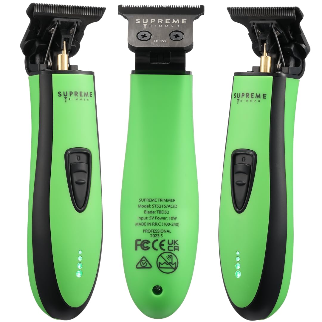 Supreme Trimmer T Shaper - Quiet Cordless Beard & Hair Trimmer for Men | 120 Min Runtime, Low Noise, Zero-Gap DLC Blade | Ideal for Sensitive Skin, Kids & Elderly | ST5206