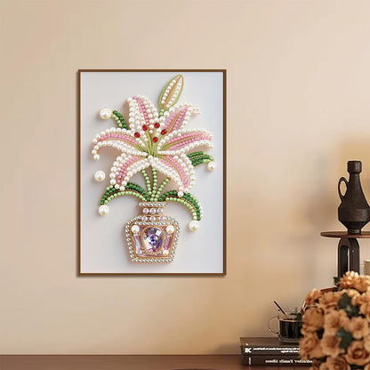 Kulvci Flower DIY 5D Pearl Painting Kit, Diamond Painting Kit for Adults Beginner, Bead Art Kits All-Pearl Dot Painting for Wall Decor, Creative Stress Relief Gift Home Decor,12 × 16 inch