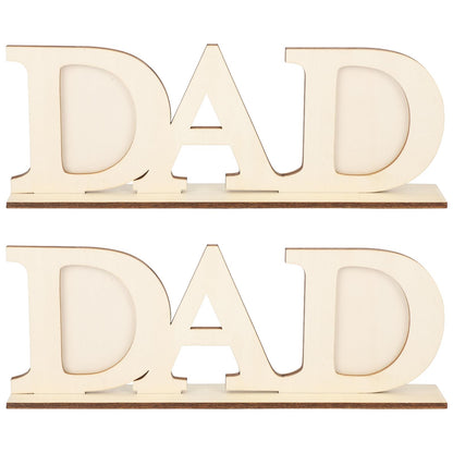 Wooden DAD Picture Frame to Paint DIY Blank Table Sign with Base,Dad Gifts from Daughter, Father's Day Farmhouse Table Centerpiece Decor Photo Frame Decor Christmas Thanksgiving Birthday Gift