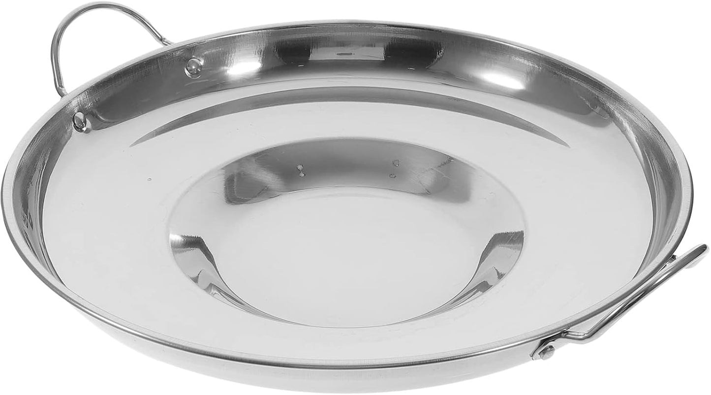 BESTonZON Stainless Steel Comal Concave Pan, Non-Stick Stir Fry Pan for Kitchen Restaurant Outdoor (Silver 36CM)