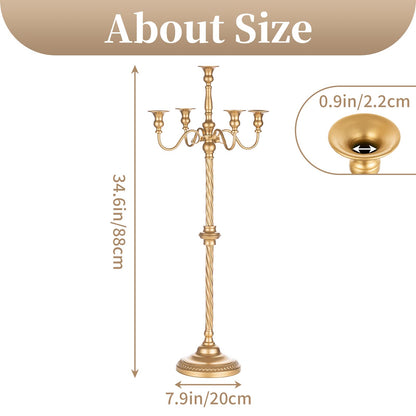 Sziqiqi Floor Candlestick Holder Gold Candelabra - 35inch Tall Candlestick Holders for Taper Candles Candle Sticks Holder Decor for Wedding Table Centerpiece Anniversary Ceremony 2pcs