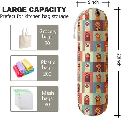 Cat Pattern Grocery Bags Holder, Wall Mount Organizer for Shopping Bags, Perfect for Pet Lovers' Home