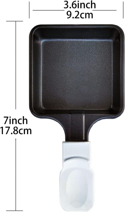 Non-Stick Mini Iron Grill Cheese Pan, Square Shape Melting Accessories for Raclettes (4PCS White)
