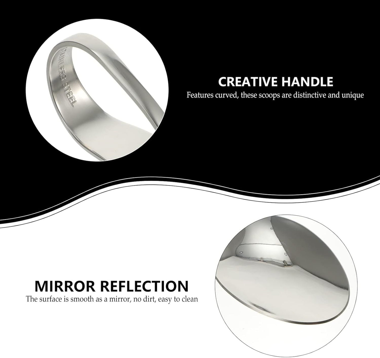 Hemoton 6pcs Bent Spoon Set, Curved Handle Stainless Steel Salad, Serving, Canape, Buffet Spoons