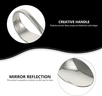 Hemoton 6pcs Bent Spoon Set, Curved Handle Stainless Steel Salad, Serving, Canape, Buffet Spoons