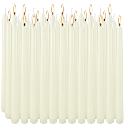36 Pack Ivory Taper Candles 10 inch(H) Dripless, Smokeless & Unscented - Long Burning Time - Hand Poured Tall Candlesticks - Ideal for Restaurant,Weddings, Dinner Parties, and Home Decor