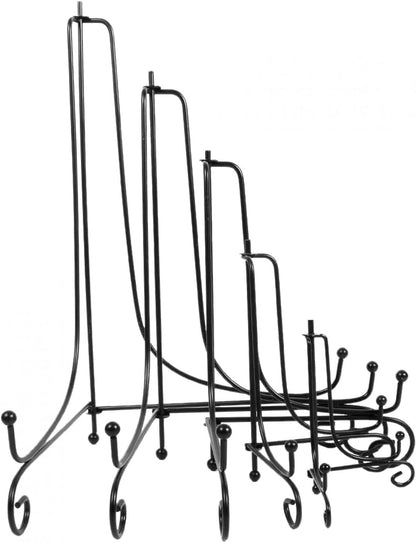 12 Inches Black Iron Plate Stand, Foldable Picture Stand for Display, Photo Stand for Decorative Plates, Frames, Books