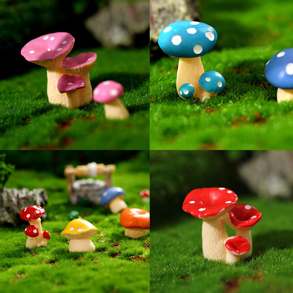 JKanruh 80 Pcs Miniature Resin Mushroom,Cute Mushrooms Fairy Garden Moss Landscape Ornaments for Outdoor Decoration,Home Décor,Cake Decoration,DIY Crafts …