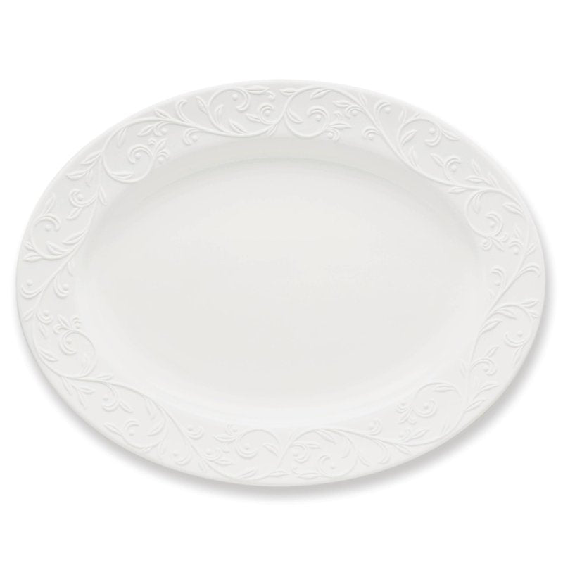 Lenox Opal Innocence Carved Large Oval Platter -,White