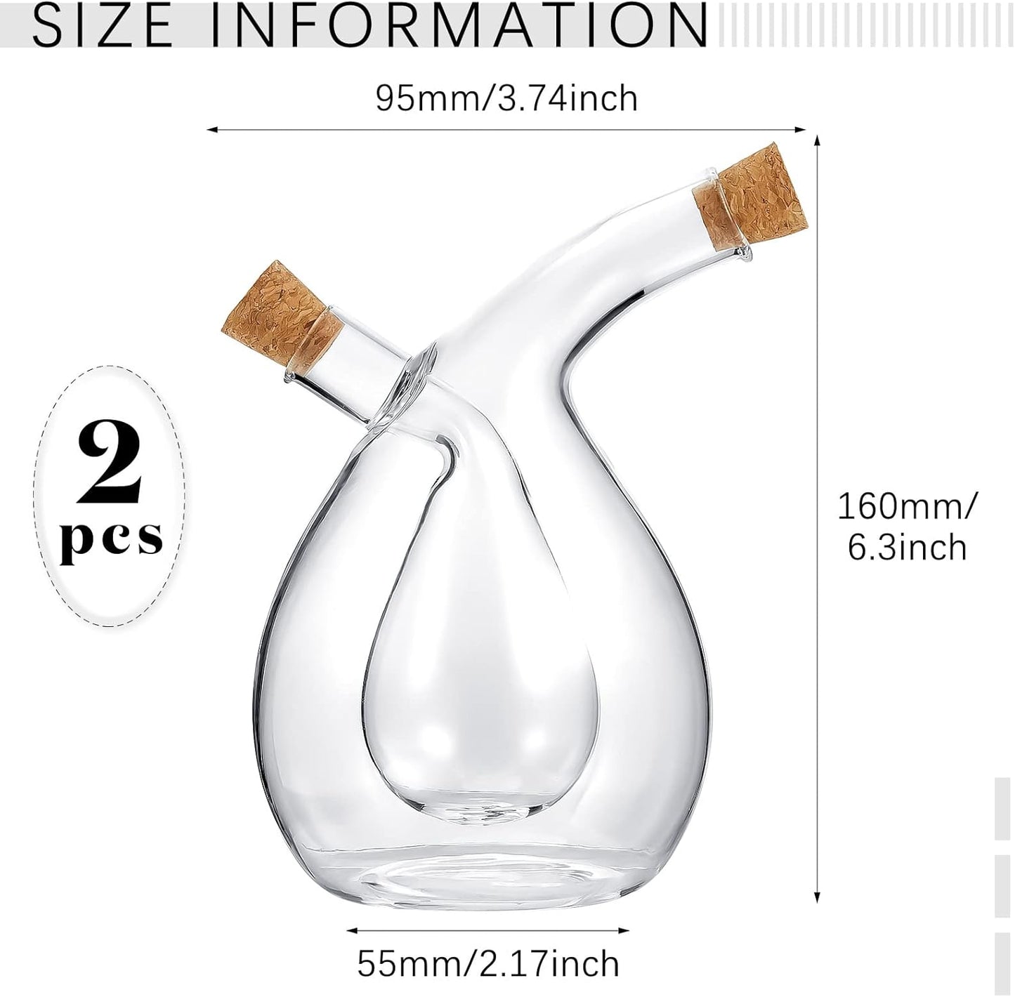 2 2 1 Suclain Pcs Oil and Vinegar Dispenser, in Glass Olive Oil and Vinegar Cruet Dispenser Bottle, Olive Soy Sauce