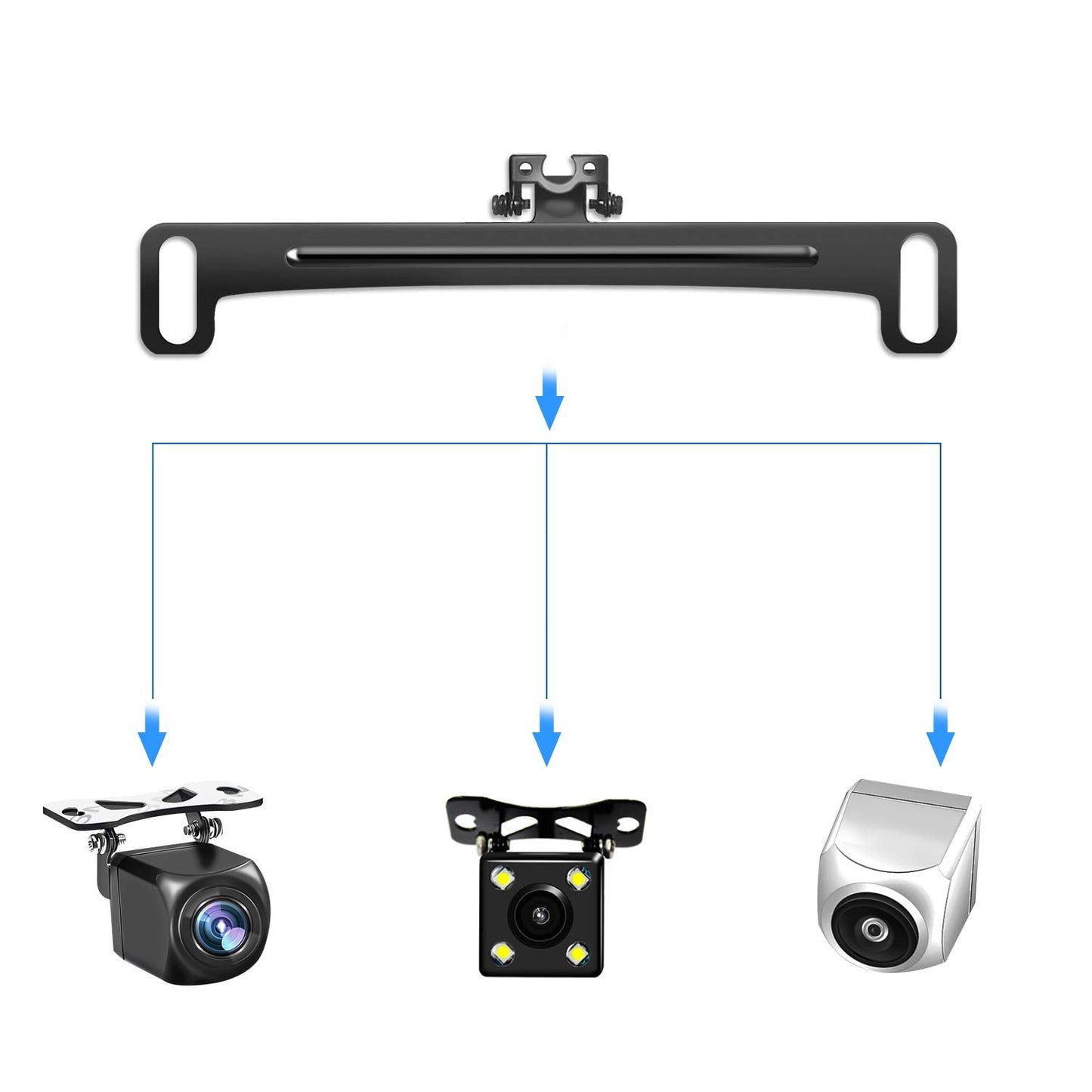 Universal Car Rear View Camera License Plate Bracket,Upgraded Full Stainless Steel Backup Camera Mount Dash Cam Mirror Cam Accessory Rear Camera Mount,Only Installation Holder for Back Up Camera