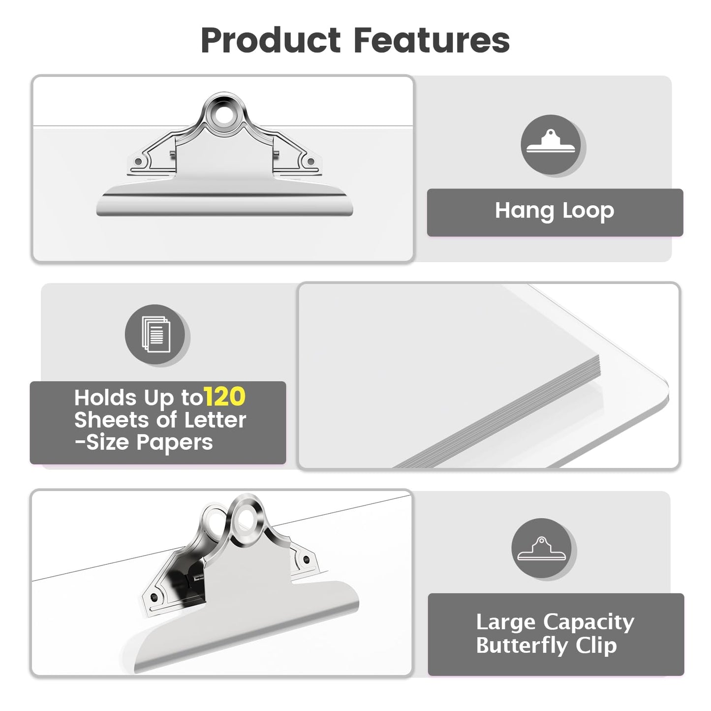 Macroclo Extra Large 11x17 Clipboards, Clear Plastic Drawing Boards with Heavy Duty Butterfly Clip, Landscape Layout. Suitable for Watercolor, Sketching, Painting. Art & Drafting Supply