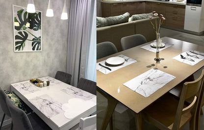 Menghao 6 PCS Waterproof Placemats Environmental Materials Multiple Styles Easy Clean for Kids Educational Learning Kitchen Dinner Party((Marble)