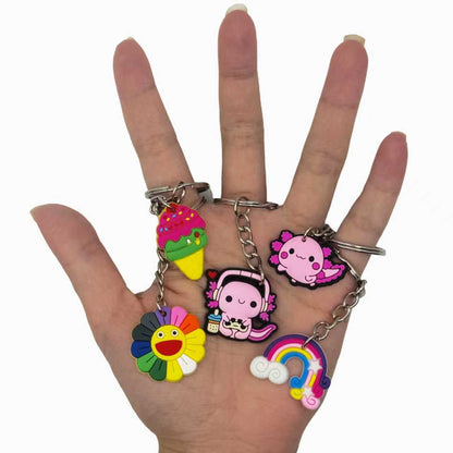 Ella & Emma 30/50/100 Bulk Different Keychains, Mixed Non-Repeat Cute Key Chain for Classroom Prizes Students Incentives Holiday Gifts Party Favors (50pcs Mixed)