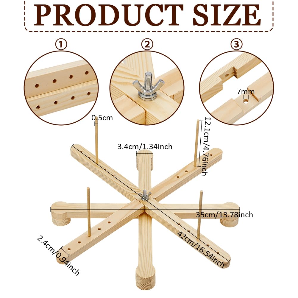 BENECREAT Amish Style Yarn Swift Winder, Portable Wooden Yarn Swift, Desktop Standing Needlecraft Yarn Finishing Tool with Flat Cross Base for Wool, Yarn and Embroidery Thread