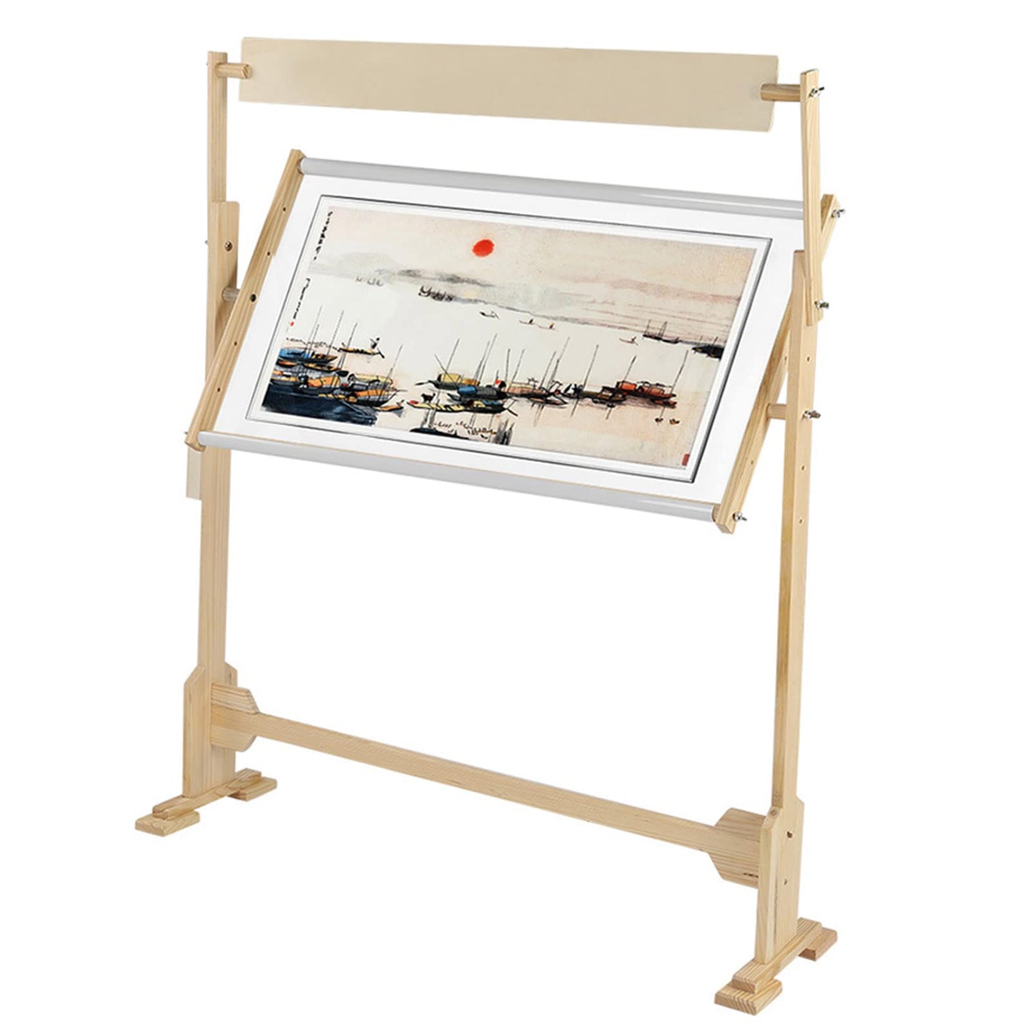 Adjustable Embroidery Stand, Large Size Wood Frame Embroidery Hoop Stand Rotated Cross Stitch Stand for Cross Stitch Needlework Sewing Tools