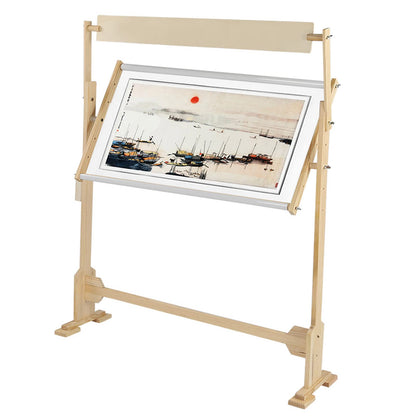 Adjustable Embroidery Stand, Large Size Wood Frame Embroidery Hoop Stand Rotated Cross Stitch Stand for Cross Stitch Needlework Sewing Tools