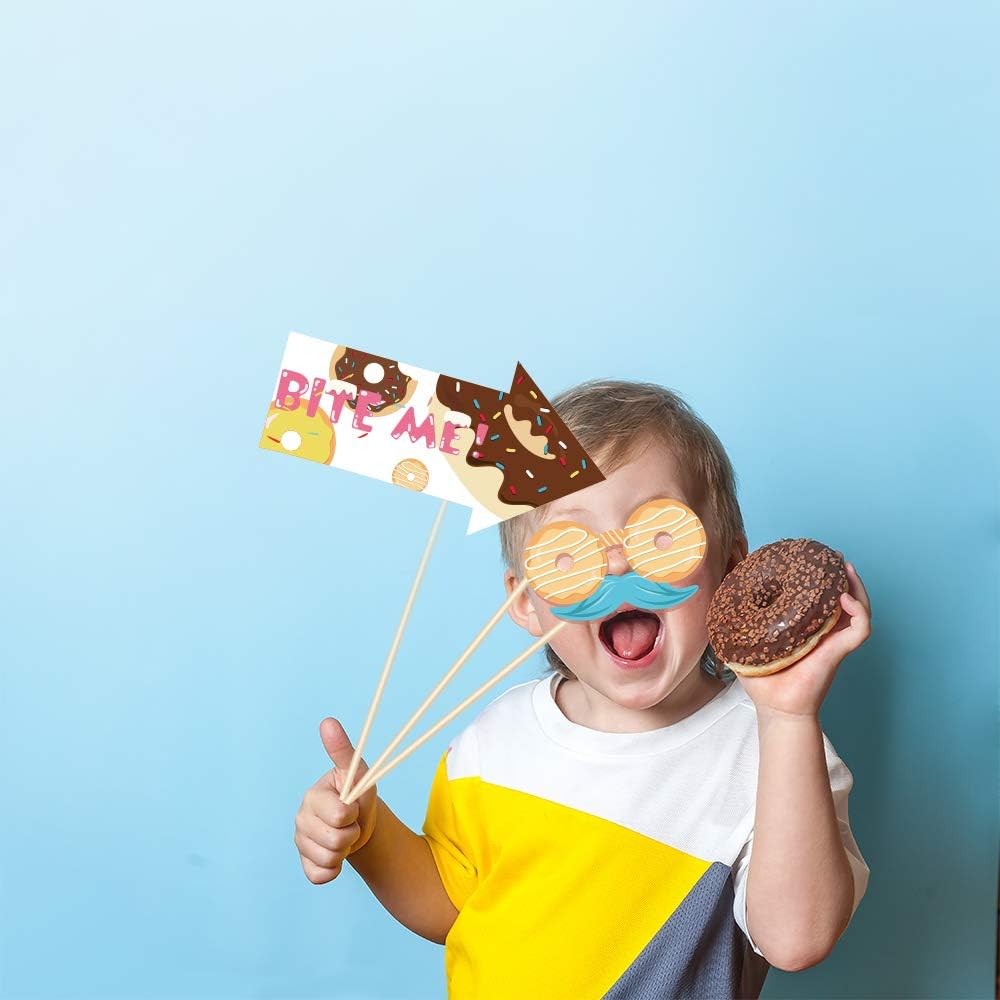 CC HOME Donut Birthday Party Supplies, Photo Booth Props for Girls, Birthday Baby Shower Decorations