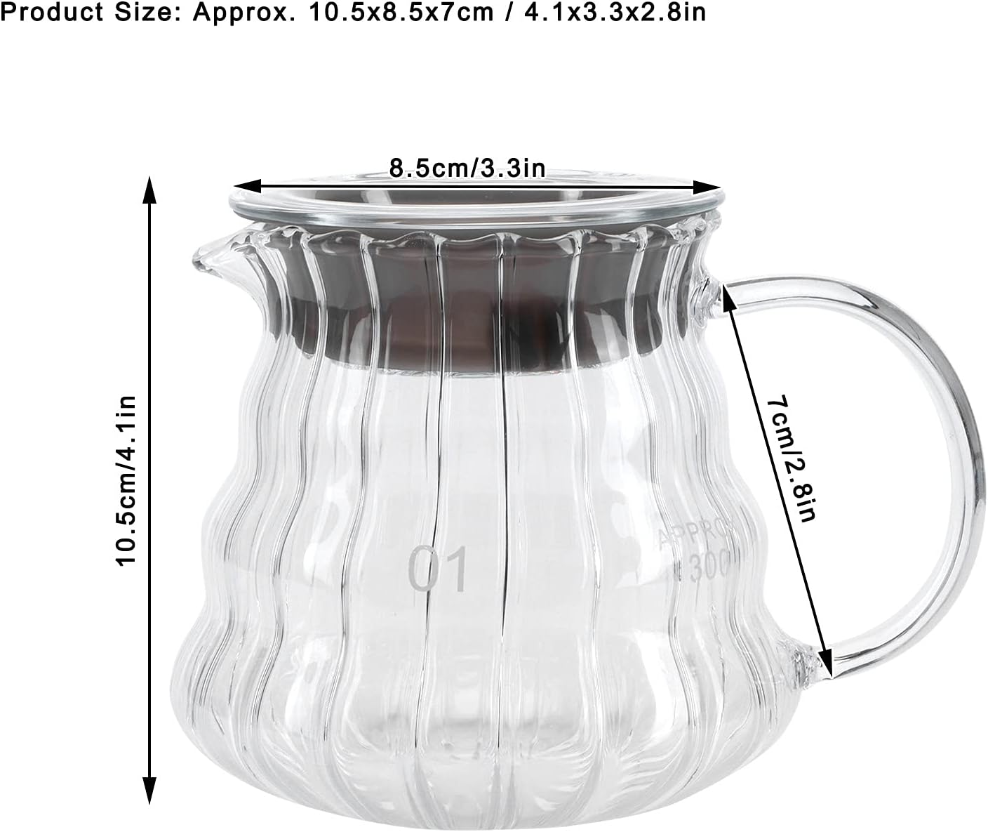 Fdit High Borosilicate Glass Coffee Pot, Exquisite Kettle with Rubber Cover, Coffee Maker for Home, Hotel, Office (1#)