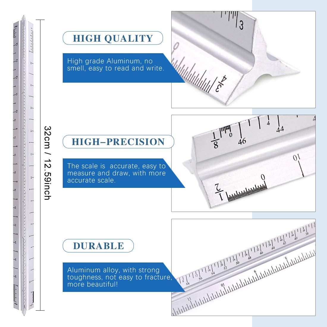 Glarks 16 Pieces Measuring Templates Building Formwork Stencils Geometric Drawing Rulers and Triangular Architect Scale Ruler with Pencil, Pencil Lead Refills, Eraser for Office and School