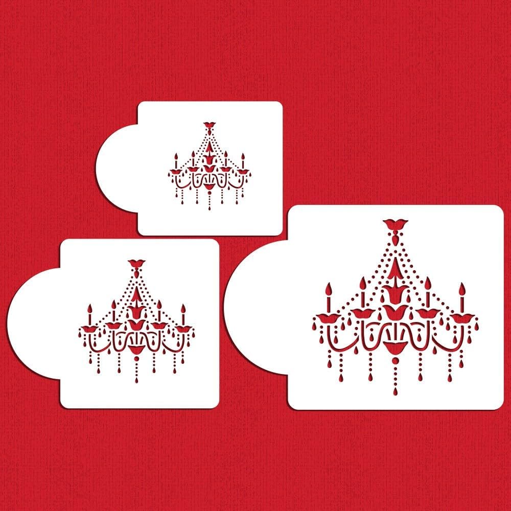 Designer Stencils Chandelier Stencil Set, Cake and Cookie Stencils, Beige/Semi-Transparent