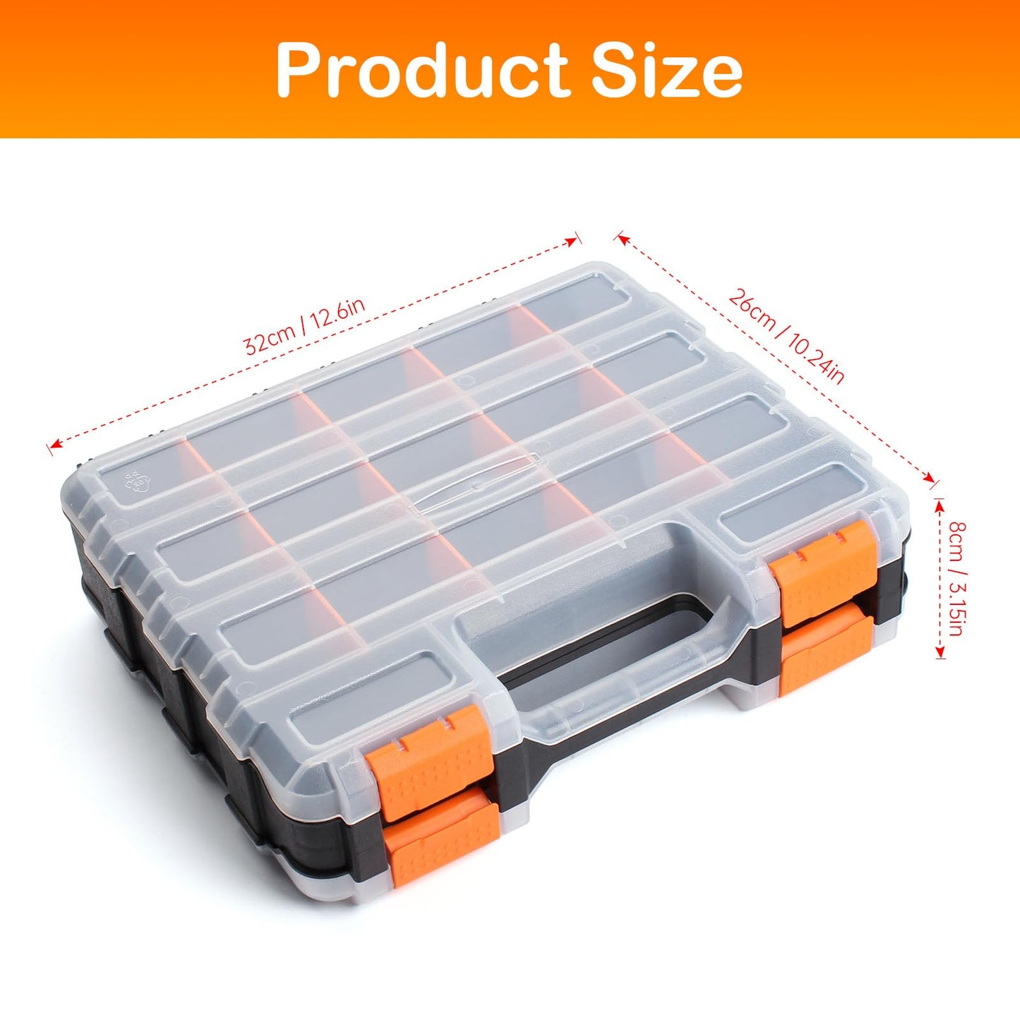 NOEAIKE Plastic 2-Pack Tool Box,Double Side Tool Organizer Small Parts Tool Box Hardware Organizer with Removable Plastic Dividers for Bead/Screws/Nuts/Nails/Bolts/Bins/Crafts