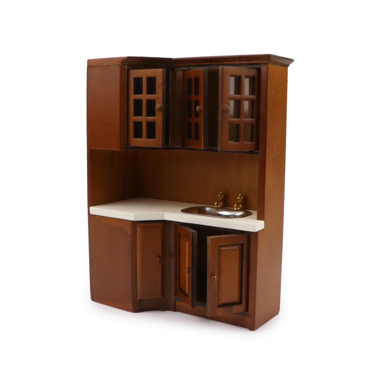 Dollhouse Kitchen Cabinets 1 12 Scale Miniature Furniture Mini House Furniture Accessories Furnishings Decoration Present for Miniature Collectors (Brown)