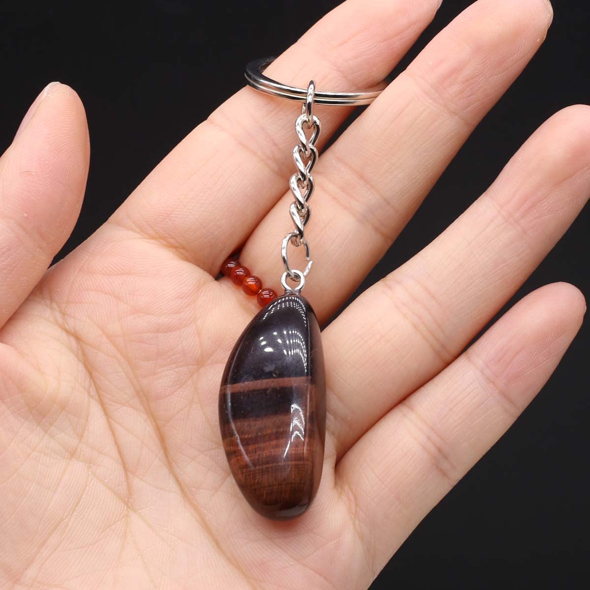 QSLLER 15pcs Irregular Keychain Natural Rose Quartz Opal Agate Stone Pendant MakingDIYJewelry Handbag Purse Household Charm Gift Ornament