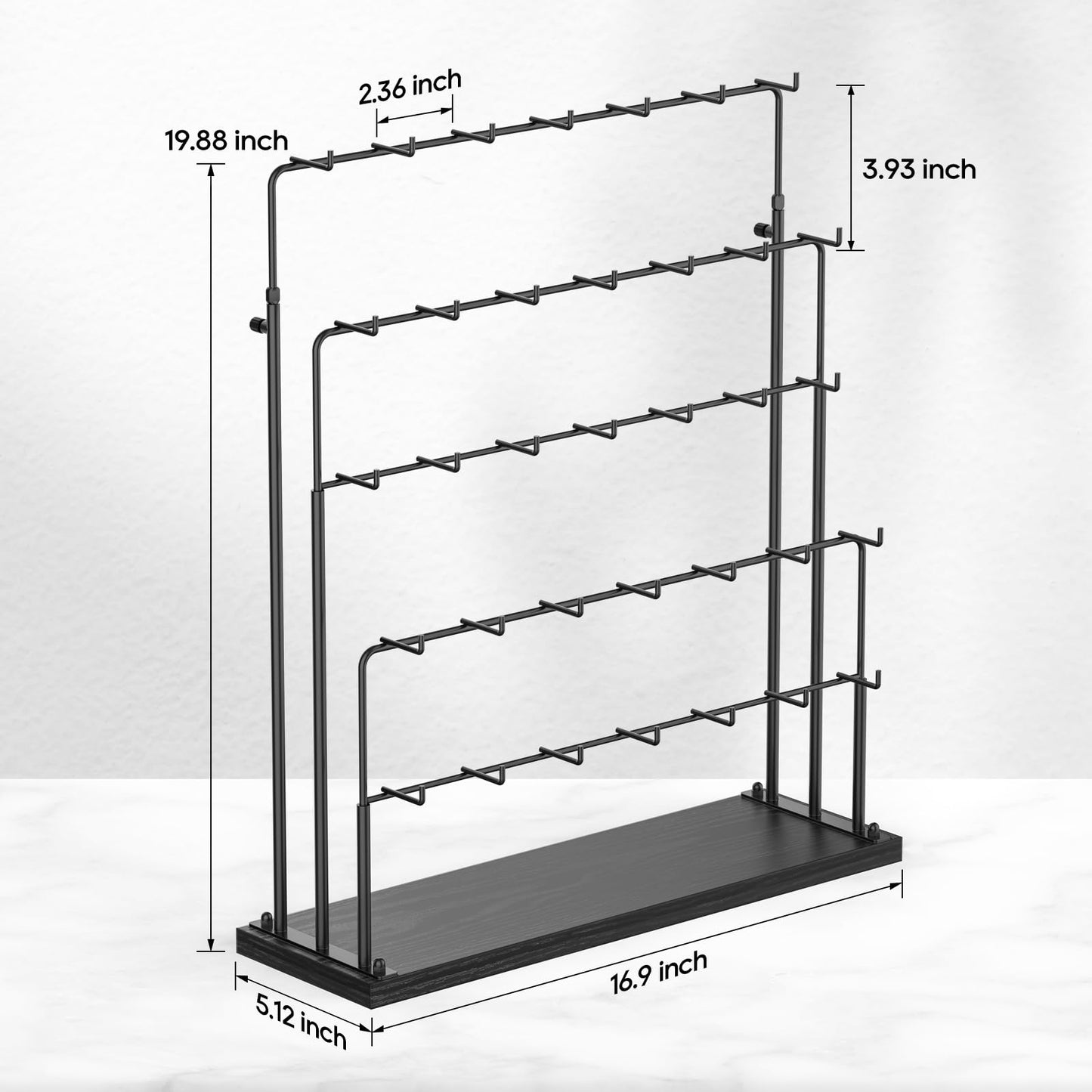 ORLESS Jewelry Display for Vendors, Earring Display Stand for Selling, Necklace Display Holder for Selling, Earring Cards Organizer for Bracelets, Rings, Jewelry Towers, Black (35 Hooks)