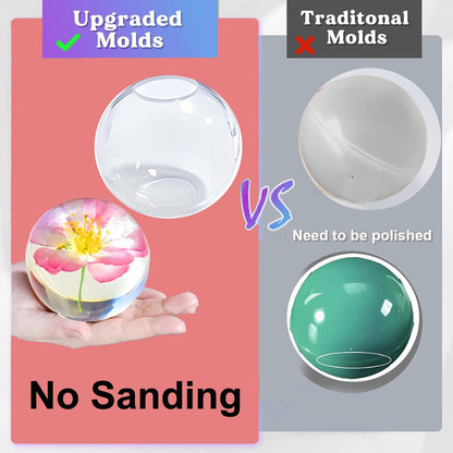 12Pcs Transparent Epoxy Resin Molds Silicone Set, Clear Silicone Molds for Epoxy Resin Include Seamless Sphere Resin Molds,Deep Cube,Molds for Resin Casting