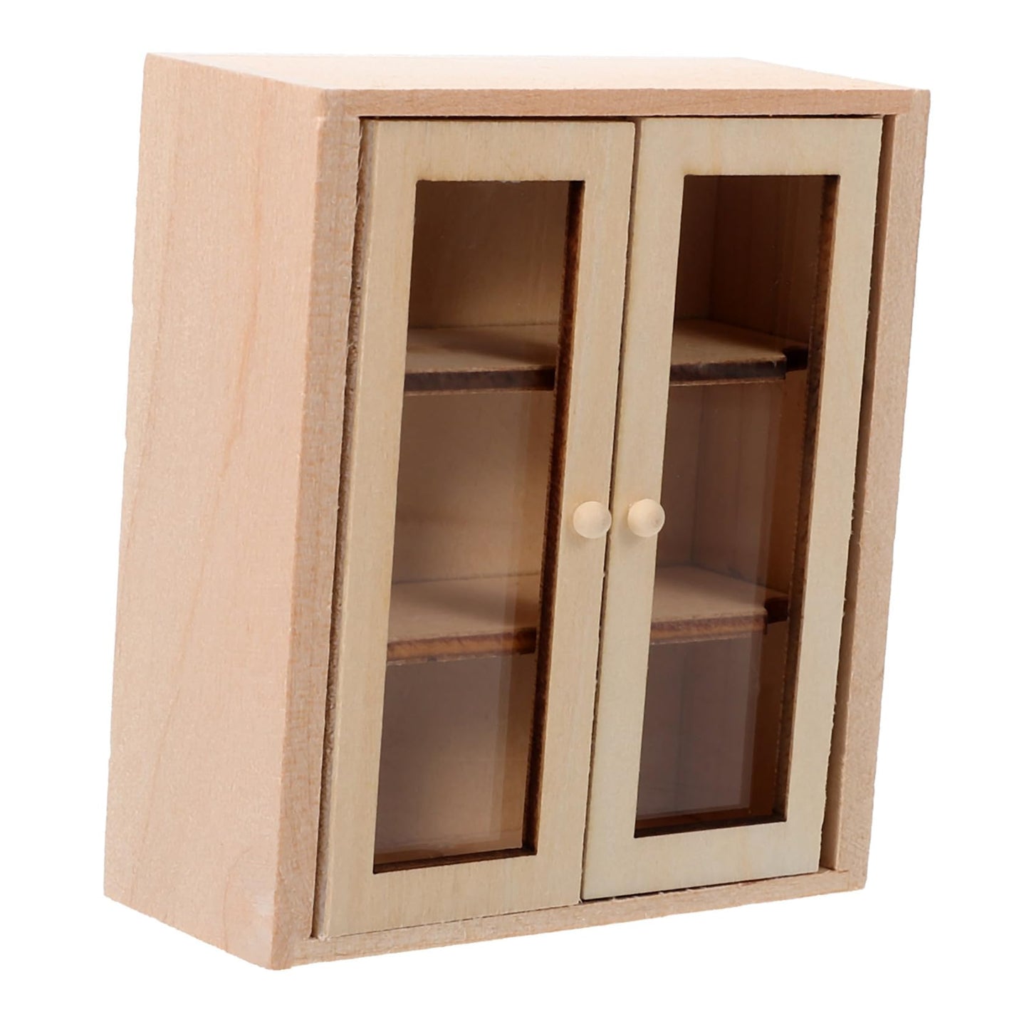 Toyvian Miniature Wooden Storage Cabinet, 3pcs 1:12 Scale Dollhouse Unfinished Wood Display Shelf Model Tiny Furniture Accessories for Doll House Bedroom Living Room Decor